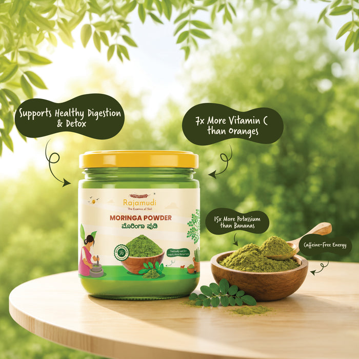 Organic Moringa Powder | Pure Moringa Oleifera Leaf Powder | Certified Organic Superfood | Rajamudi Organics